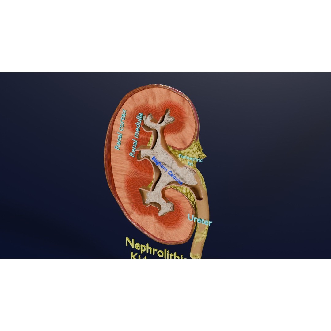 Kidney Stone 3D Model – Low Poly Medical Asset, PBR Textures, FBX - View 14