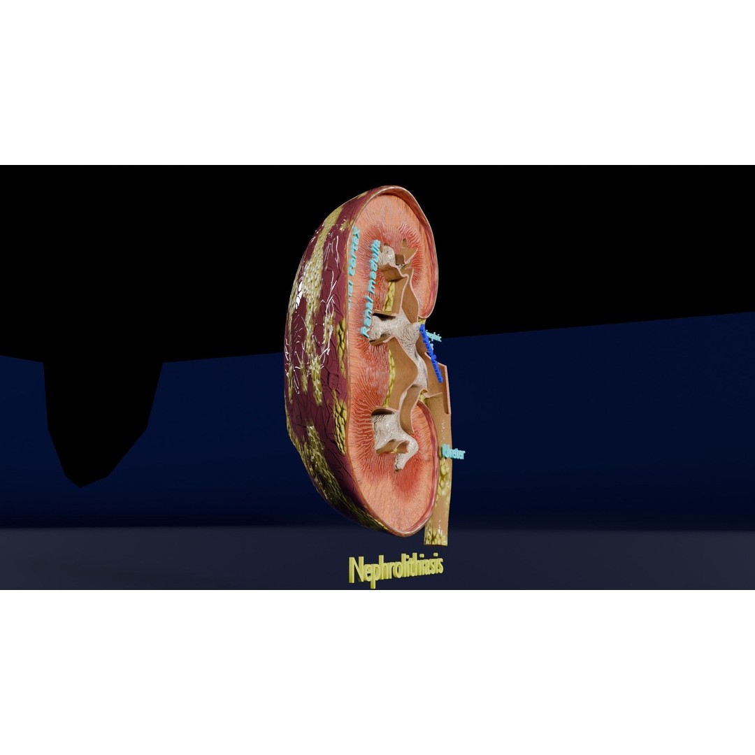 Kidney Stone 3D Model – Low Poly Medical Asset, PBR Textures, FBX - View 18