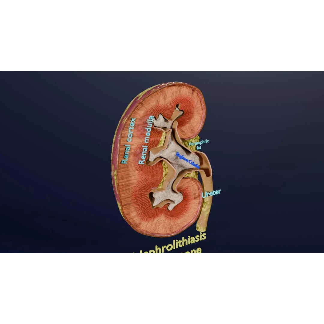 Kidney Stone 3D Model – Low Poly Medical Asset, PBR Textures, FBX - View 2