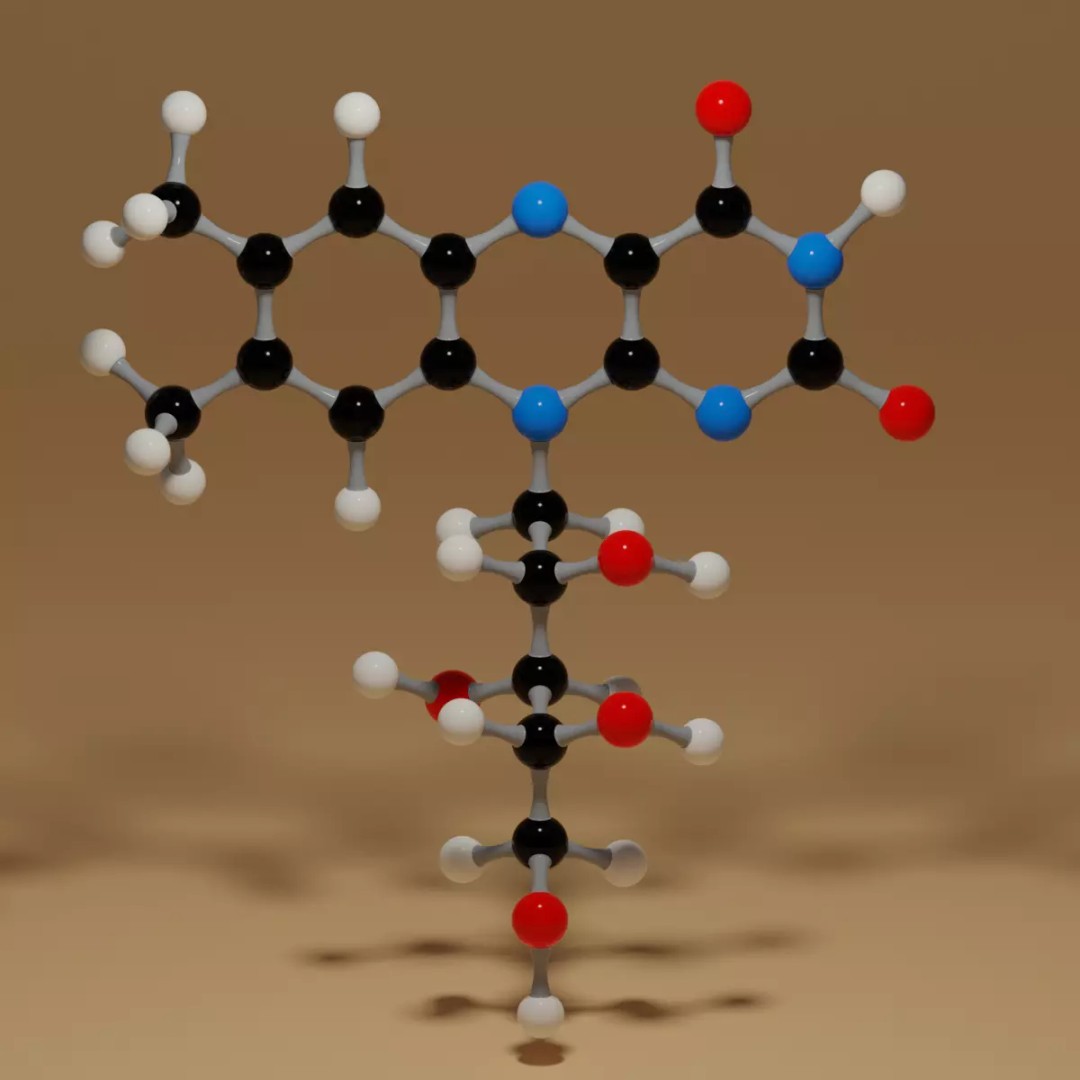 Vitamin B2 Riboflavin C17H20N4O6 Molecule 3D Model – High Poly Scientific Asset, Blender, FBX, OBJ