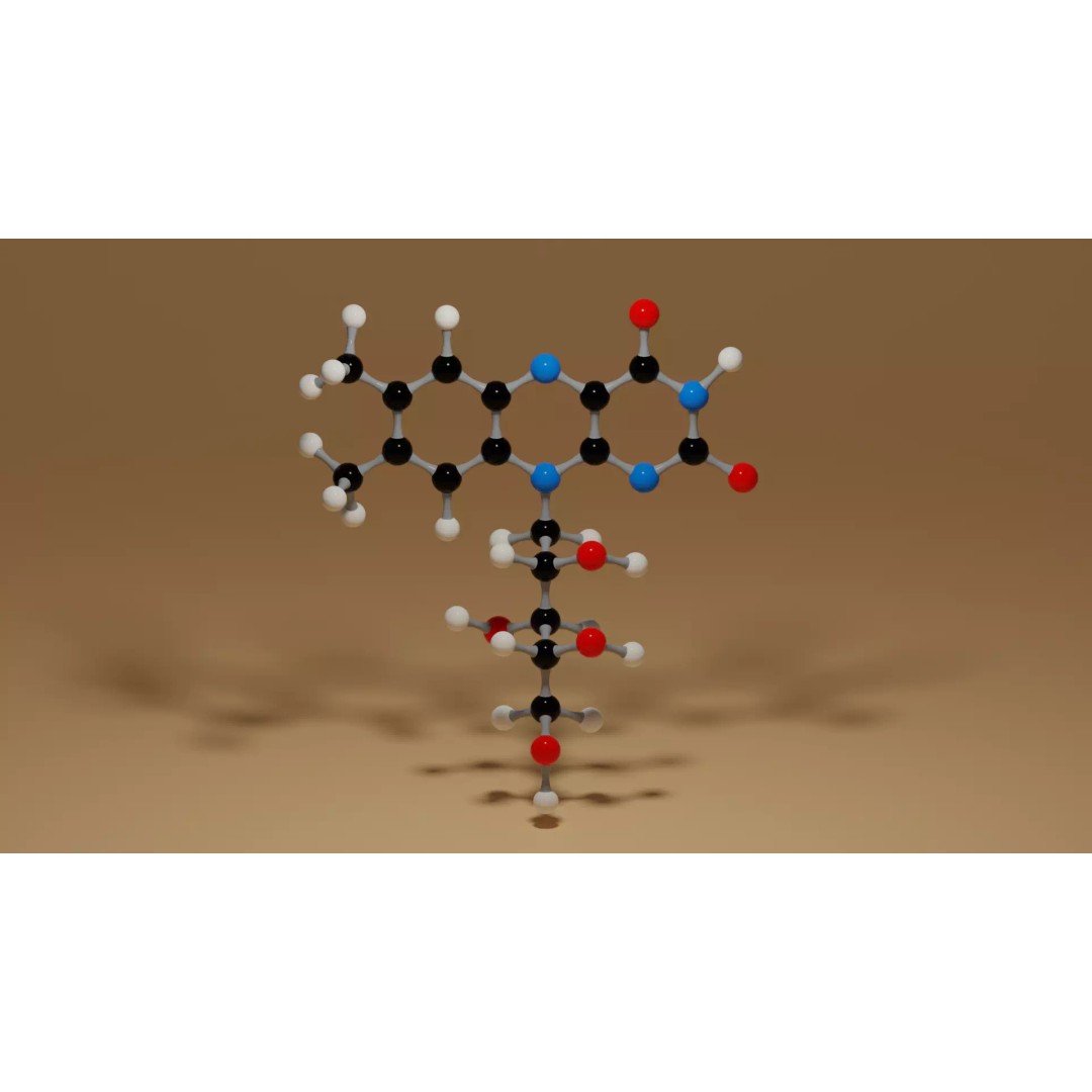 Vitamin B2 Riboflavin C17H20N4O6 Molecule 3D Model – High Poly Scientific Asset, Blender, FBX, OBJ - View 3