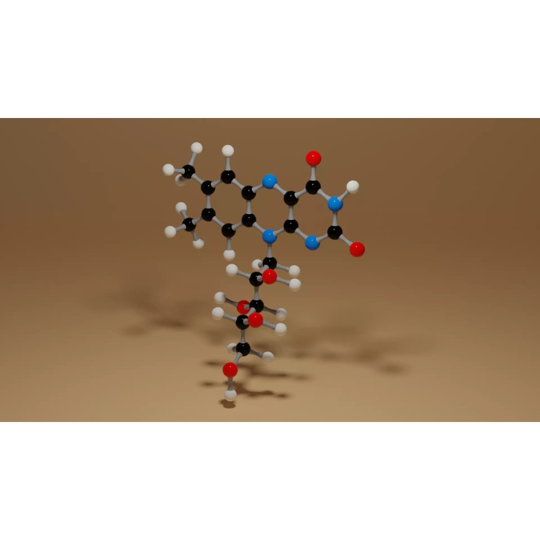 Vitamin B2 Riboflavin C17H20N4O6 Molecule 3D Model – High Poly Scientific Asset, Blender, FBX, OBJ - View 4