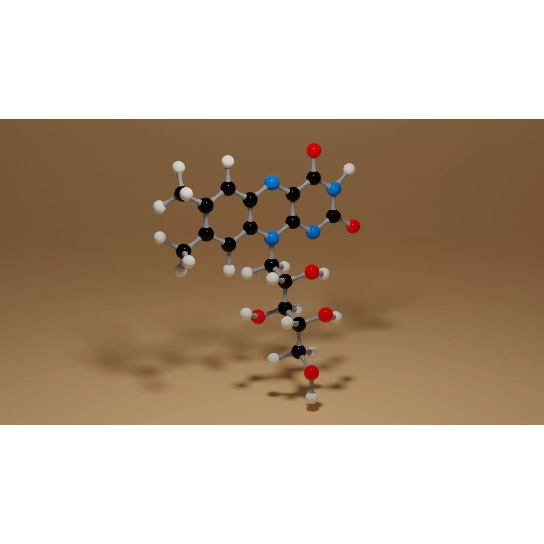 Vitamin B2 Riboflavin C17H20N4O6 Molecule 3D Model – High Poly Scientific Asset, Blender, FBX, OBJ - View 6