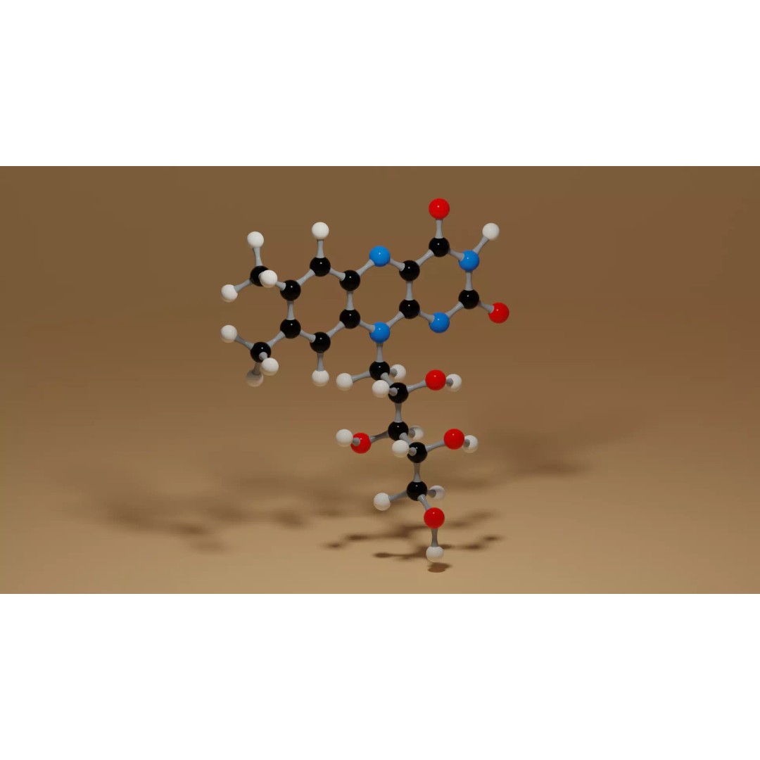 Vitamin B2 Riboflavin C17H20N4O6 Molecule 3D Model – High Poly Scientific Asset, Blender, FBX, OBJ - View 7