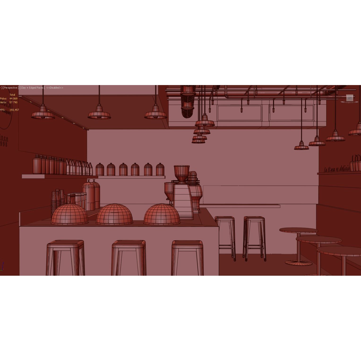 Street Cafe Interior - Low-Poly Game-Ready 3D Model - View 11