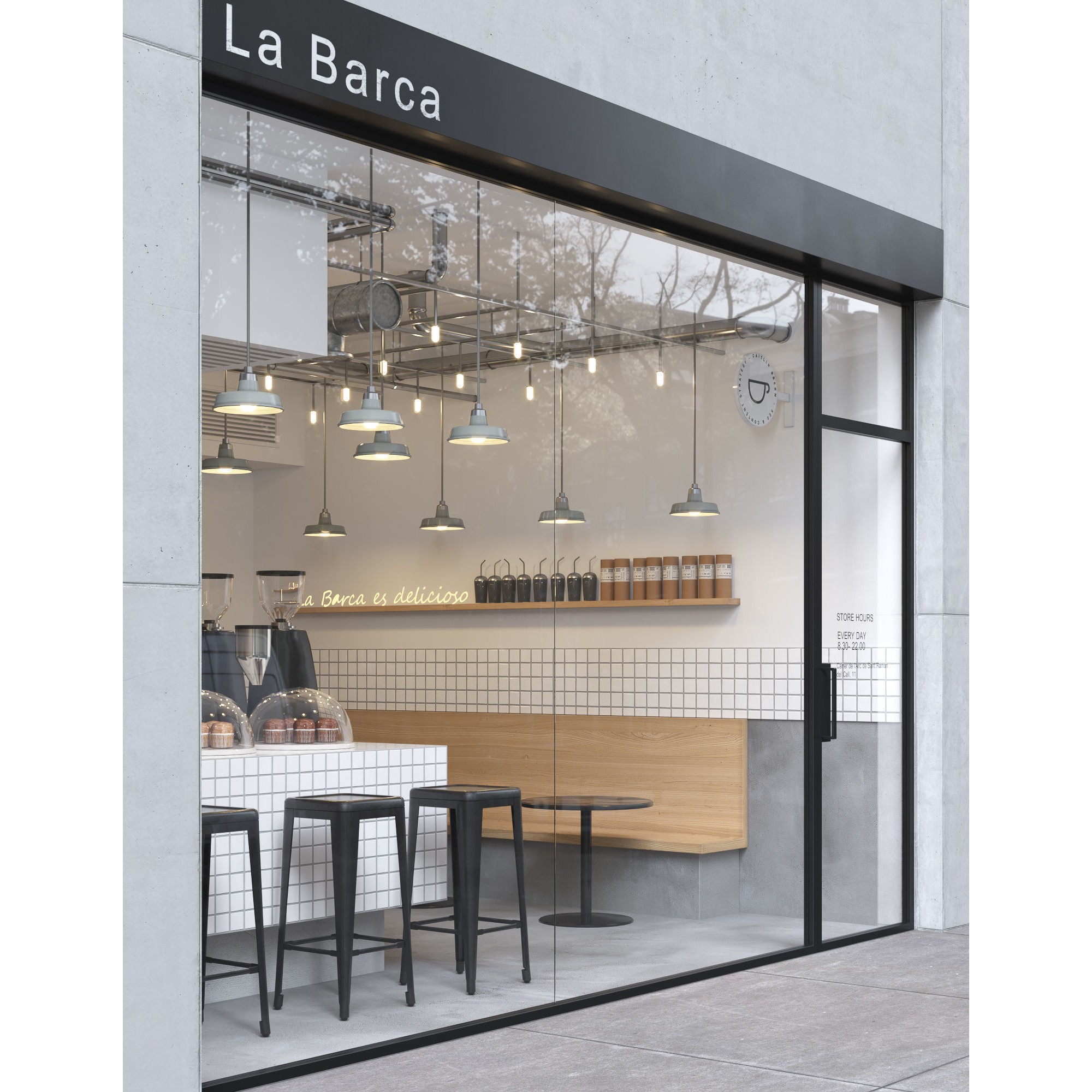 Street Cafe Interior - Low-Poly Game-Ready 3D Model - View 3
