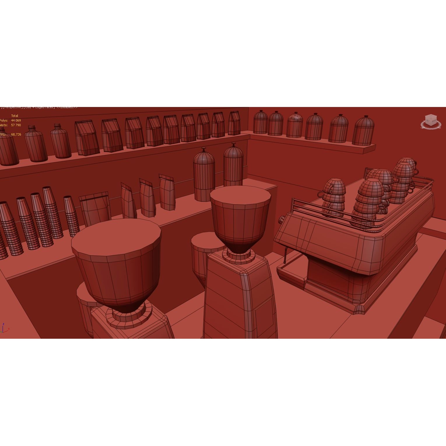 Street Cafe Interior - Low-Poly Game-Ready 3D Model - View 9