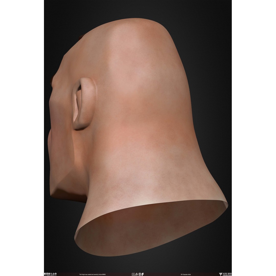 Cartoon Male Head 3D Model – Low Poly Character Basemesh, OBJ & STL - View 21