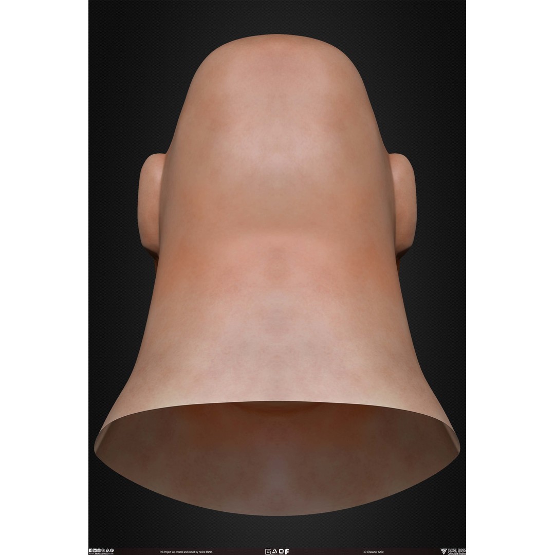 Cartoon Male Head 3D Model – Low Poly Character Basemesh, OBJ & STL - View 22