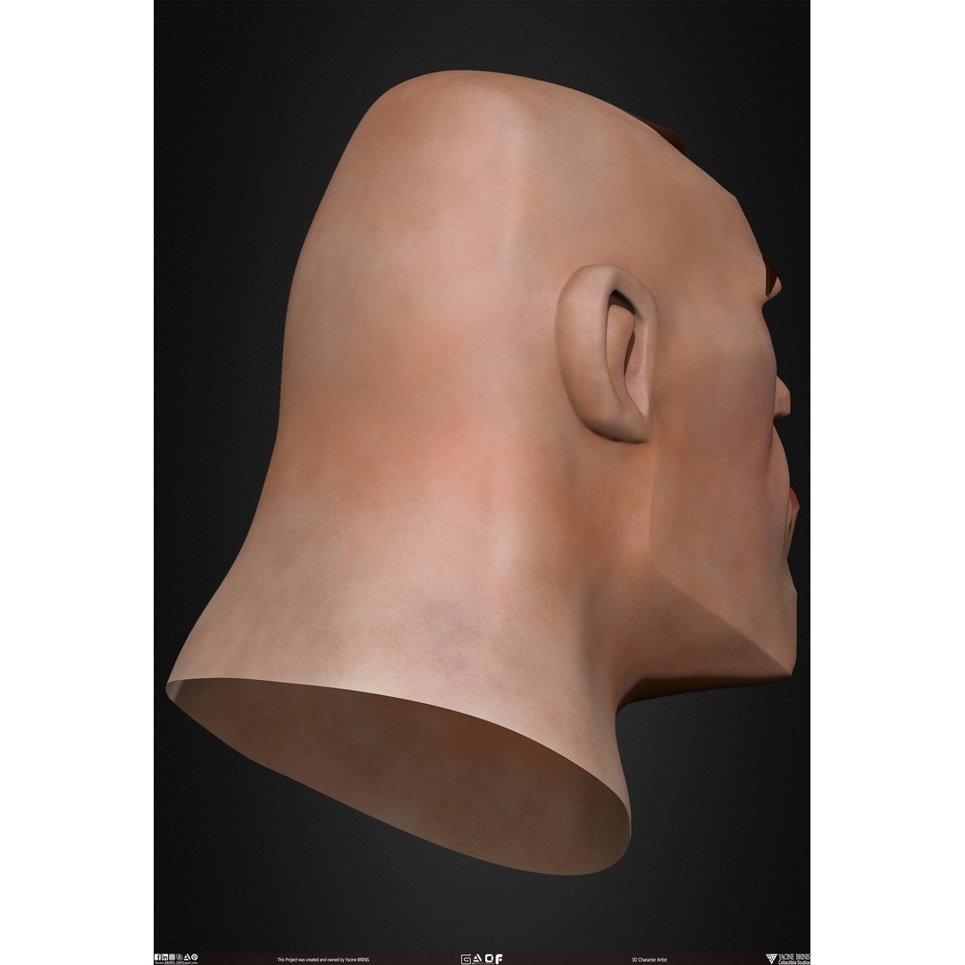 Cartoon Male Head 3D Model – Low Poly Character Basemesh, OBJ & STL - View 29