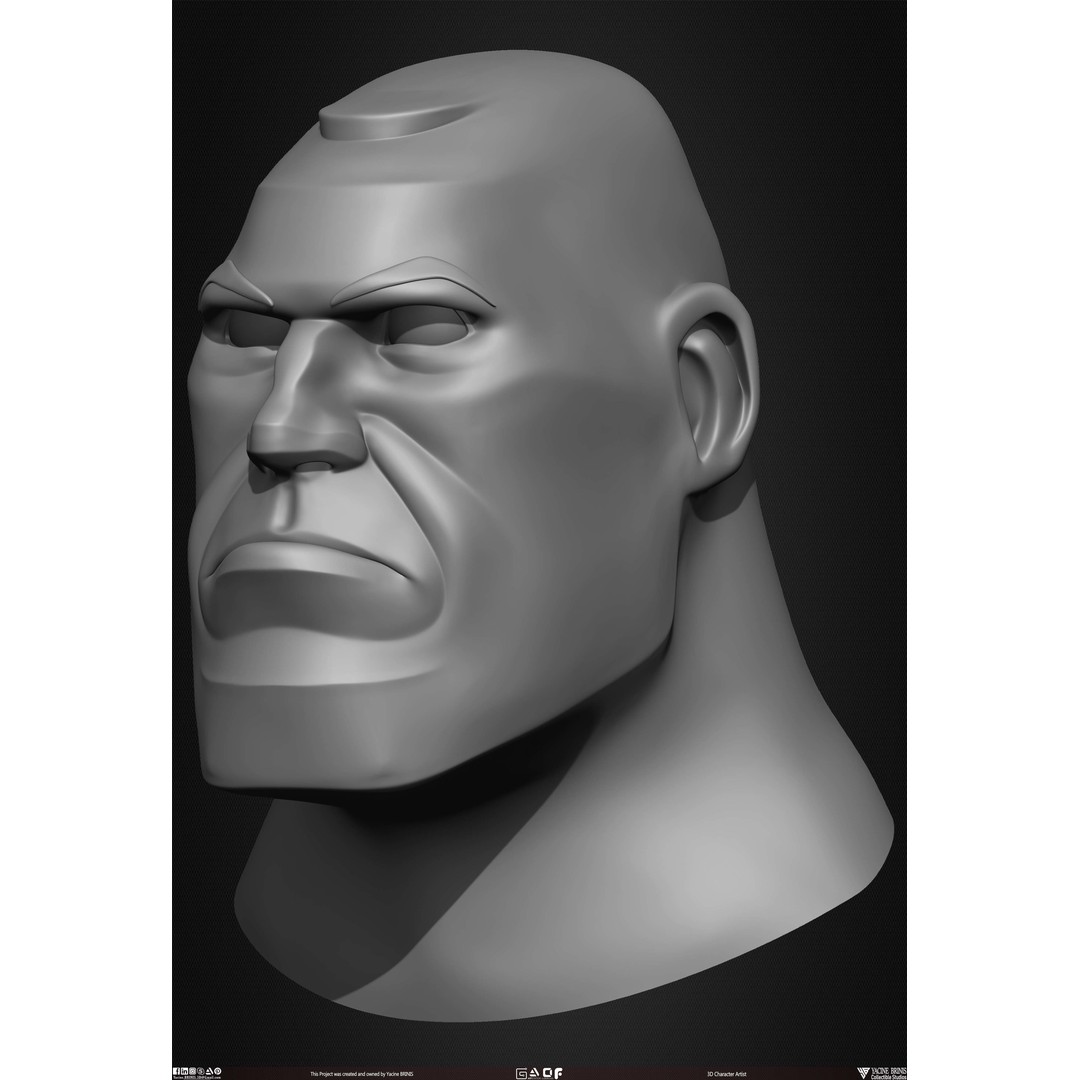 Cartoon Male Head 3D Model – Low Poly Character Basemesh, OBJ & STL - View 34