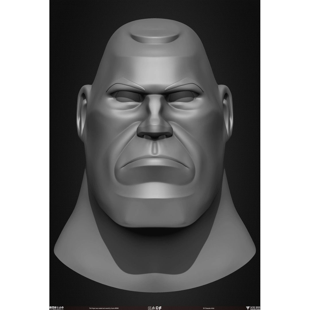 Cartoon Male Head 3D Model – Low Poly Character Basemesh, OBJ & STL - View 35