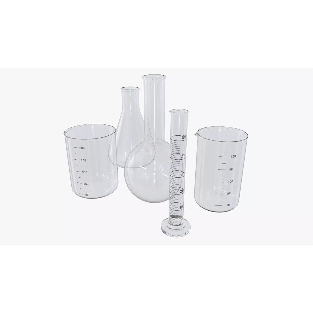 Laboratory Glassware Flasks 3D Model – High Quality PBR Asset, FBX, OBJ - View 2