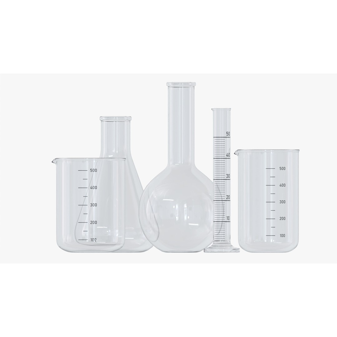 Laboratory Glassware Flasks 3D Model – High Quality PBR Asset, FBX, OBJ - View 3