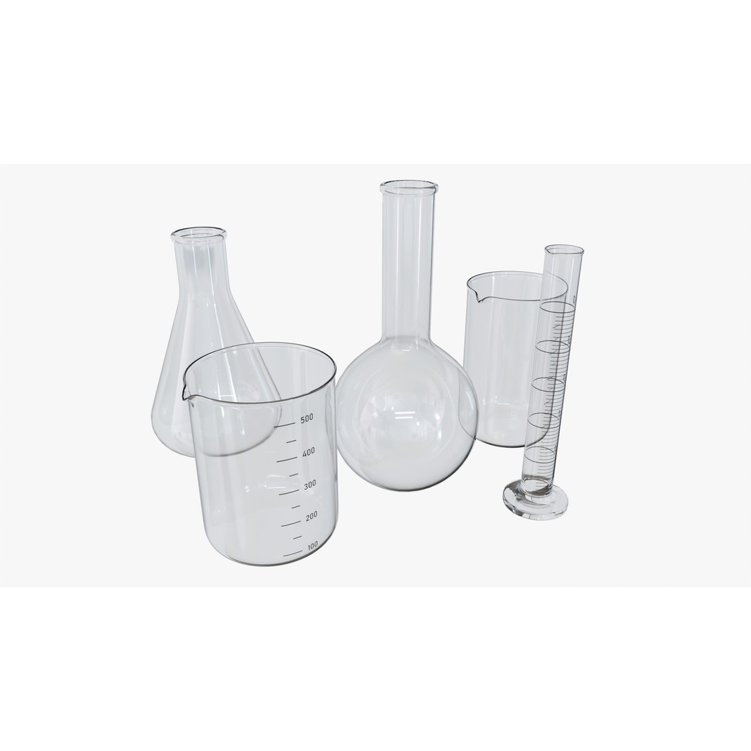 Laboratory Glassware Flasks 3D Model – High Quality PBR Asset, FBX, OBJ - View 4