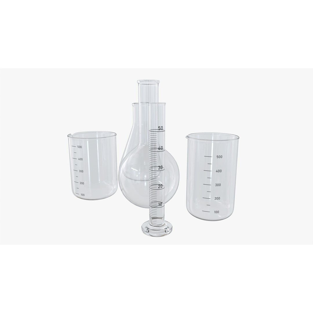 Laboratory Glassware Flasks 3D Model – High Quality PBR Asset, FBX, OBJ - View 5