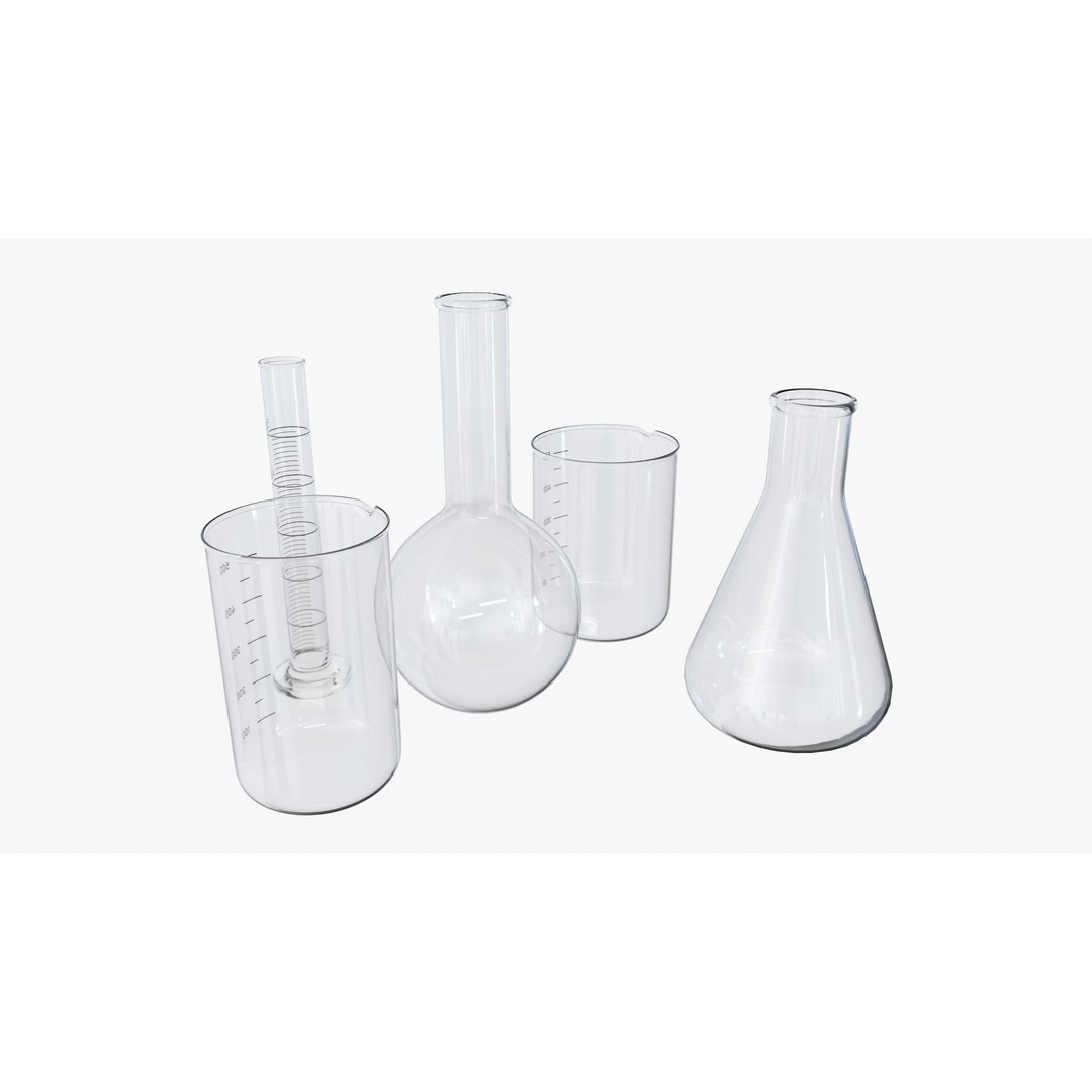 Laboratory Glassware Flasks 3D Model – High Quality PBR Asset, FBX, OBJ - View 6