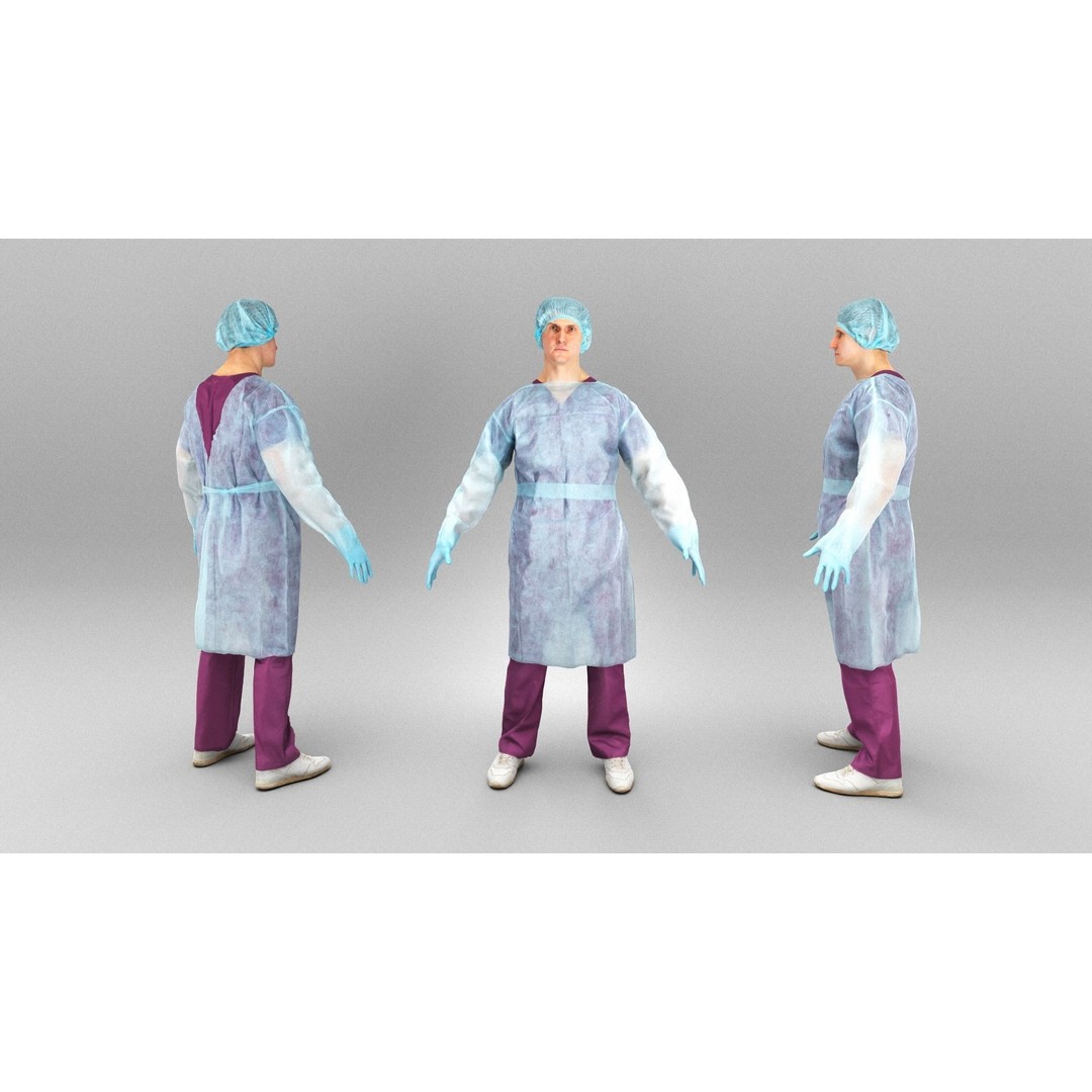 Medical Doctor 3D Model – Low Poly Rigged Character for Animation - View 4