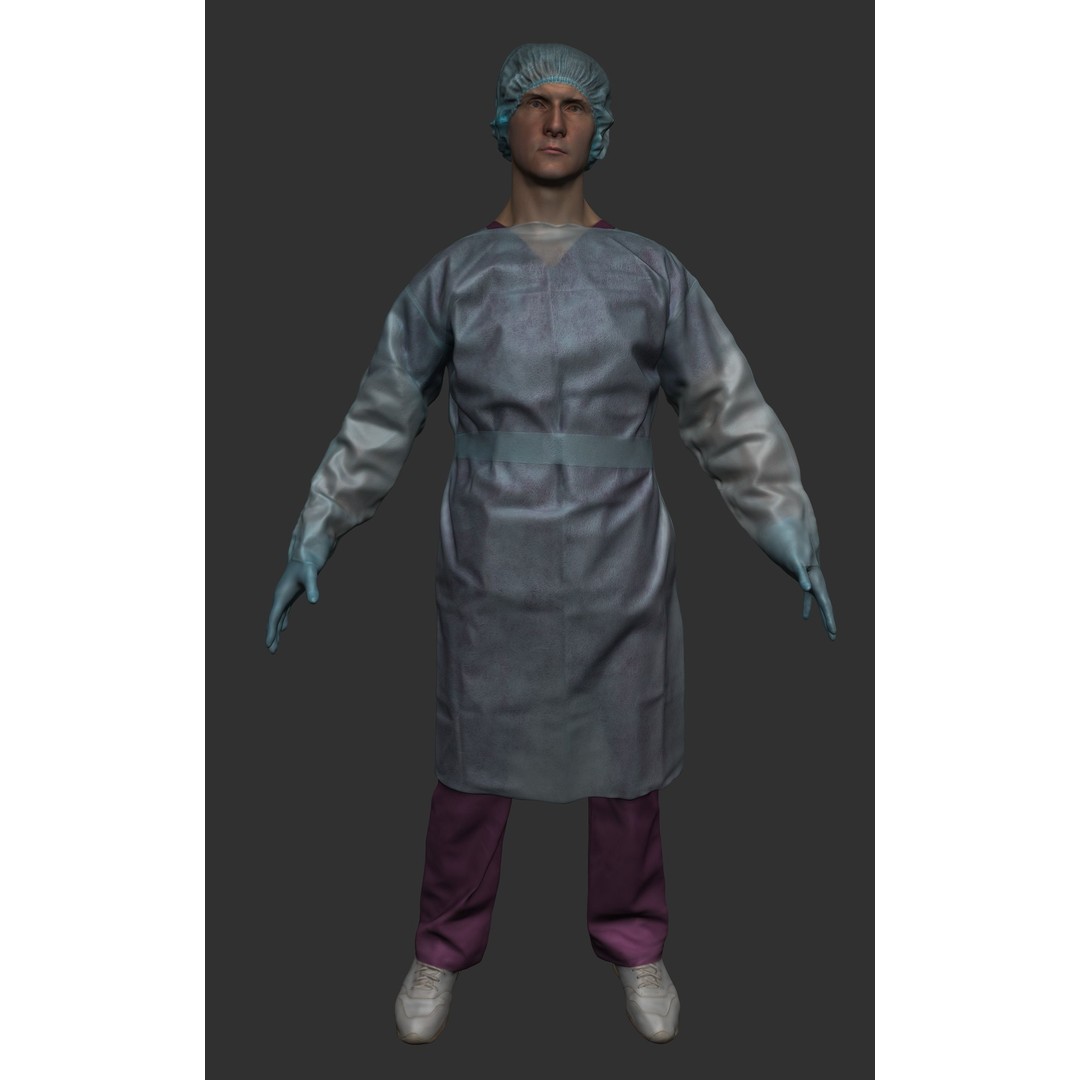 Medical Doctor 3D Model – Low Poly Rigged Character for Animation - View 7
