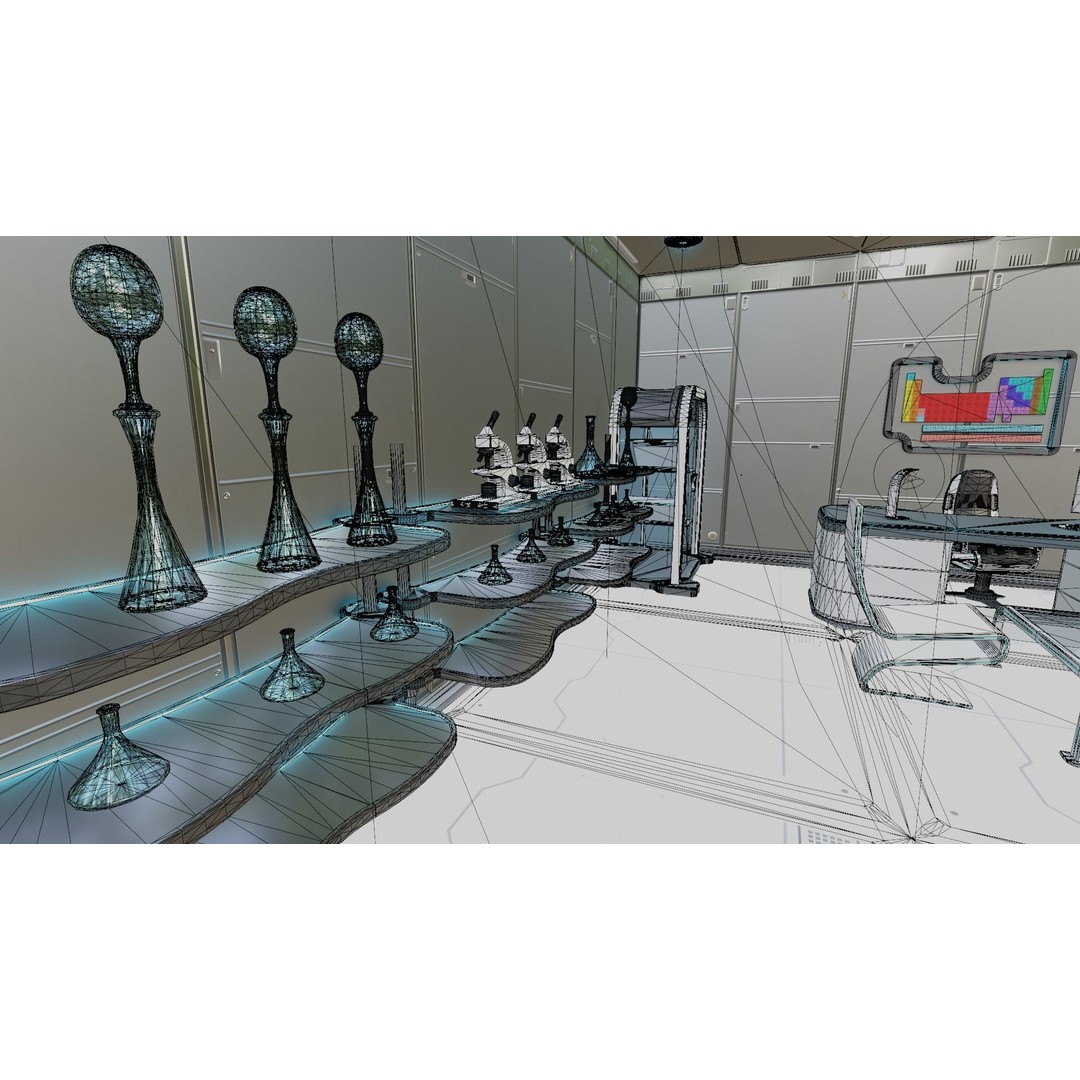 Medical Laboratory 3D Model – Futuristic Low-Poly Game Asset, PBR - View 6