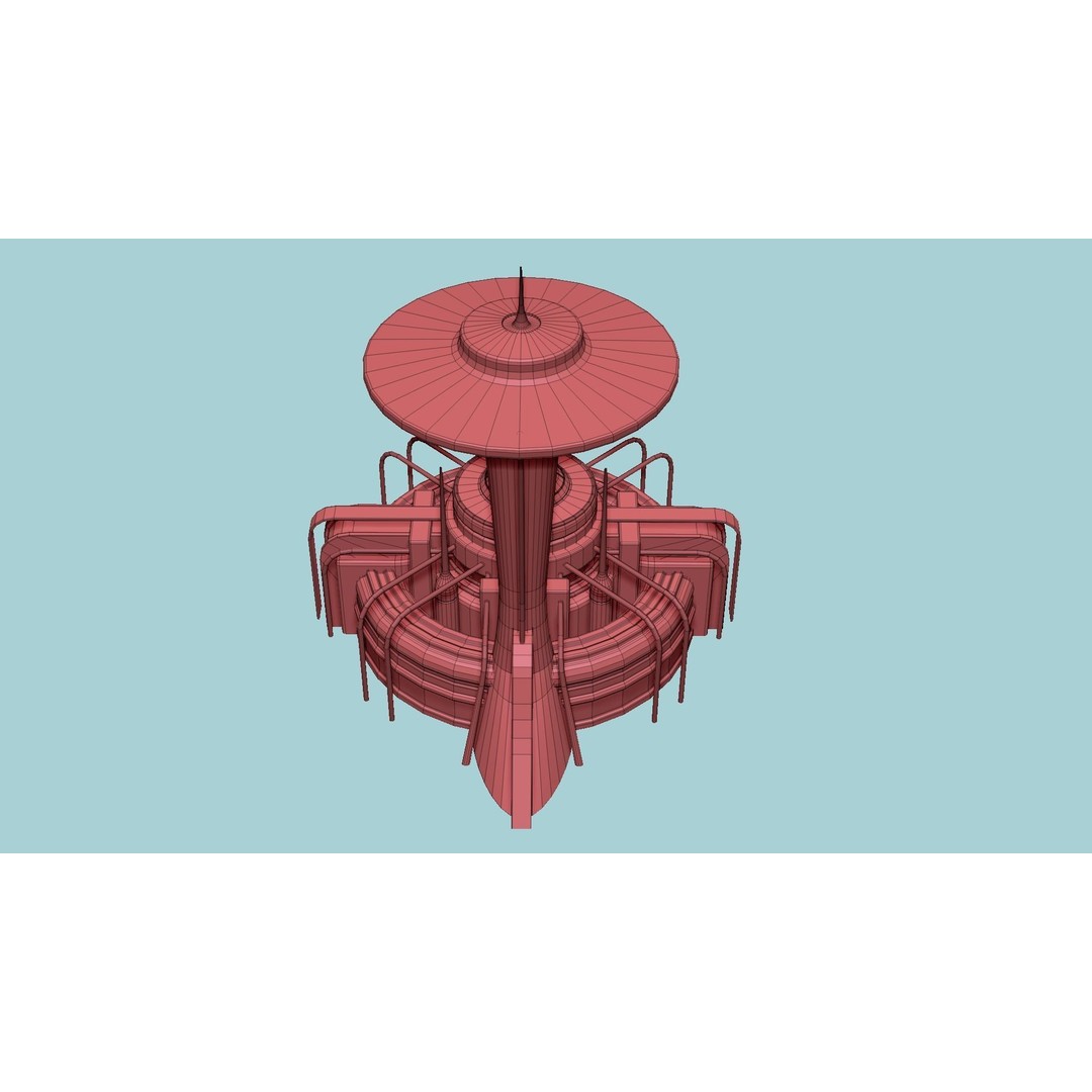 SciFi Facility D08 3D Model – Low Poly Sci-Fi Exterior Design, FBX