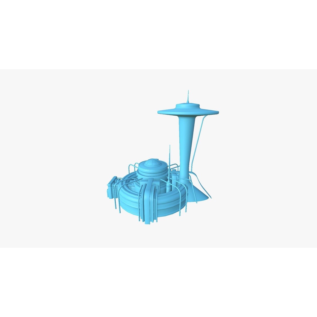 SciFi Facility D08 3D Model – Low Poly Sci-Fi Exterior Design, FBX - View 12