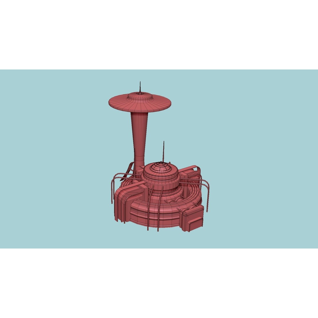 SciFi Facility D08 3D Model – Low Poly Sci-Fi Exterior Design, FBX - View 16