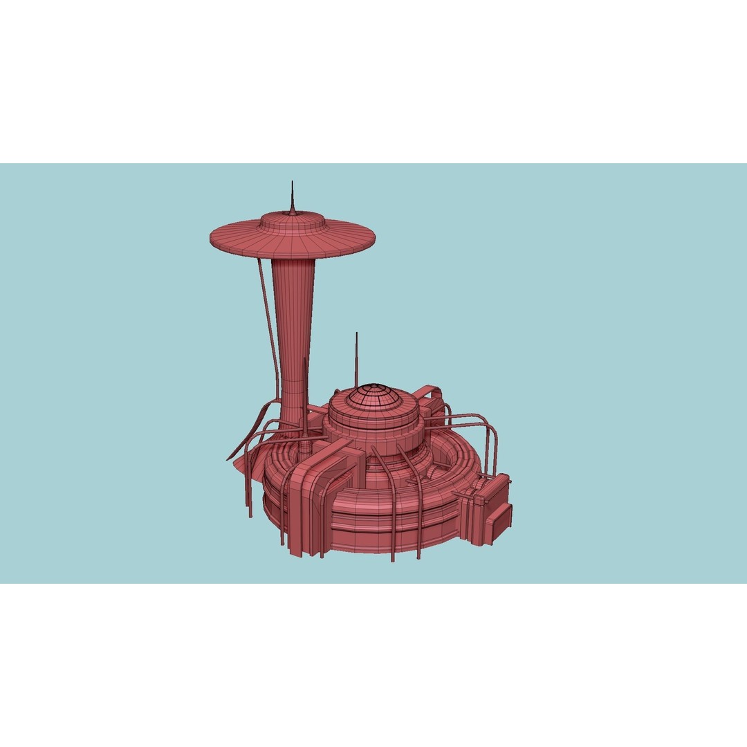 SciFi Facility D08 3D Model – Low Poly Sci-Fi Exterior Design, FBX - View 19