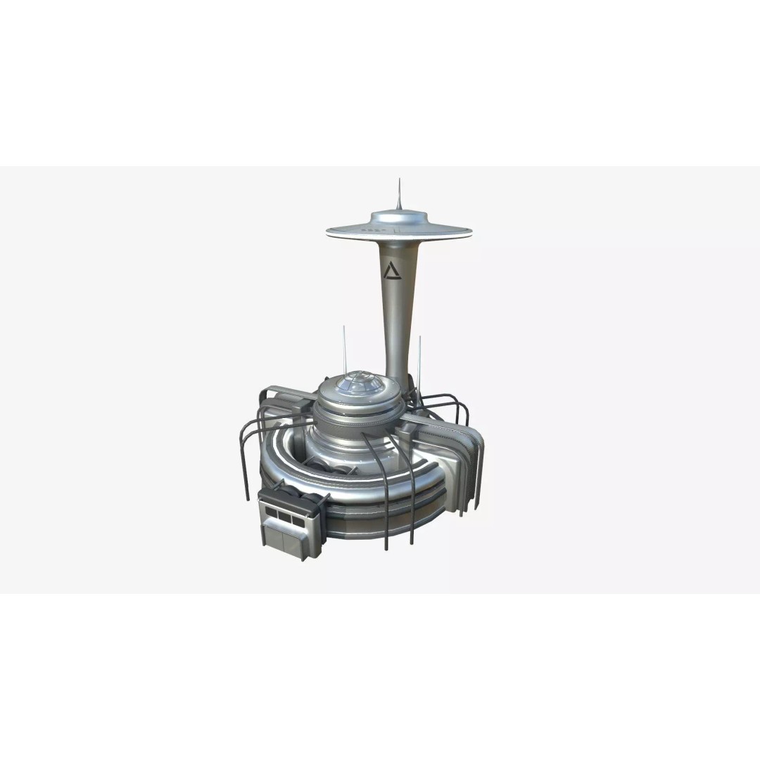 SciFi Facility D08 3D Model – Low Poly Sci-Fi Exterior Design, FBX - View 2