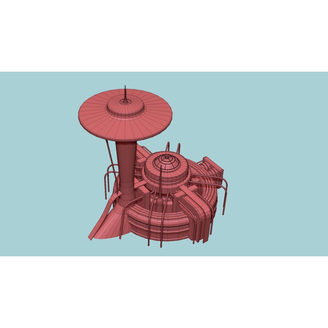SciFi Facility D08 3D Model – Low Poly Sci-Fi Exterior Design, FBX - View 20