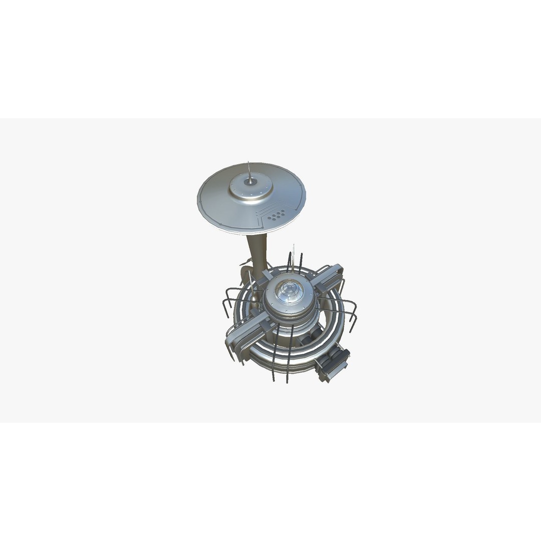 SciFi Facility D08 3D Model – Low Poly Sci-Fi Exterior Design, FBX - View 4