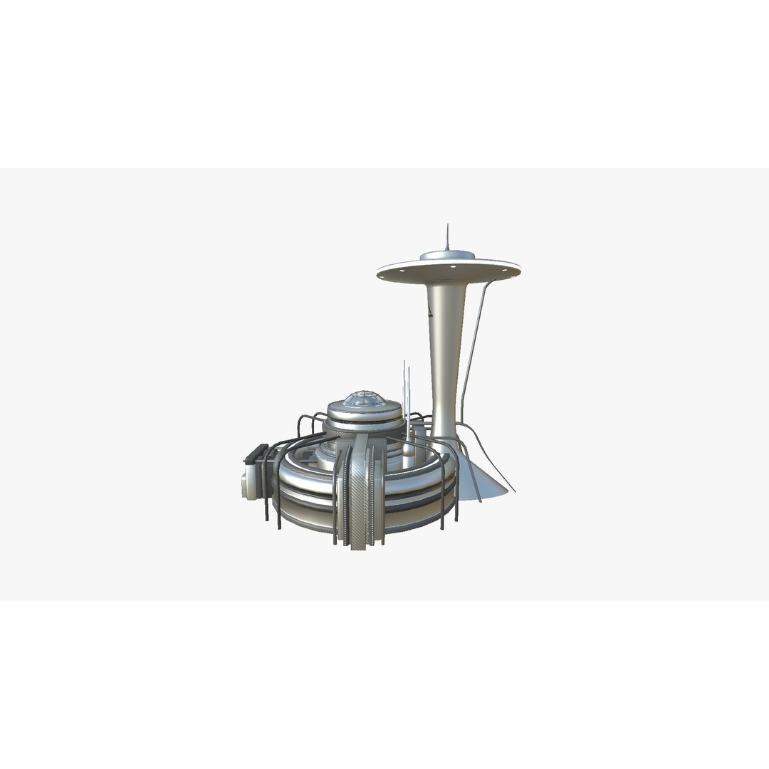 SciFi Facility D08 3D Model – Low Poly Sci-Fi Exterior Design, FBX - View 5