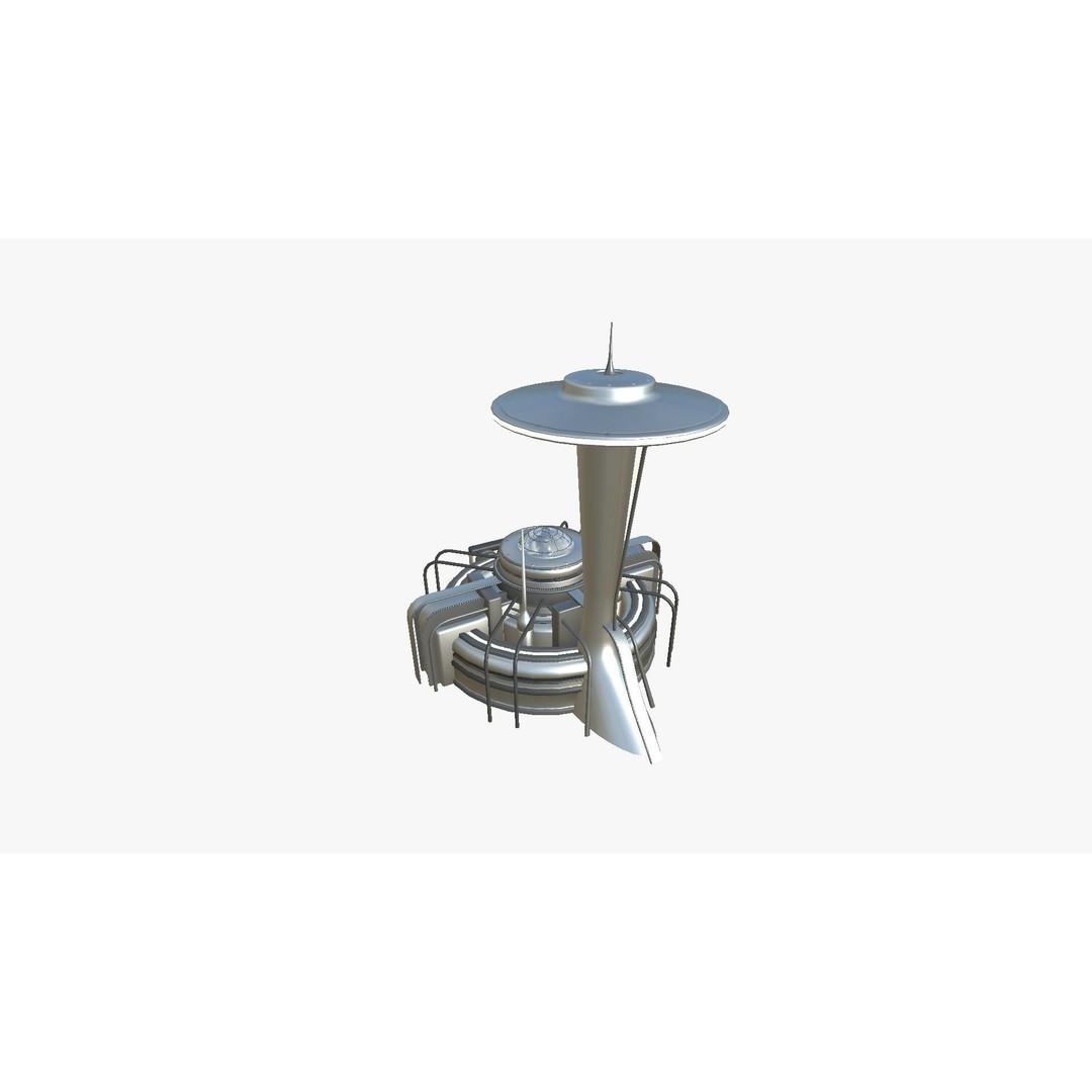 SciFi Facility D08 3D Model – Low Poly Sci-Fi Exterior Design, FBX - View 6