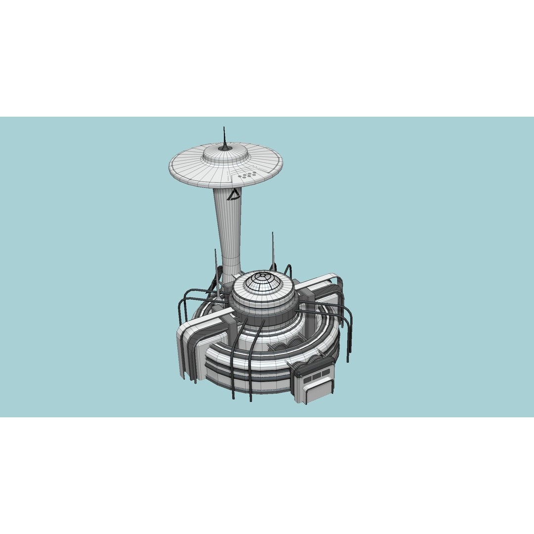 SciFi Facility D08 3D Model – Low Poly Sci-Fi Exterior Design, FBX - View 8