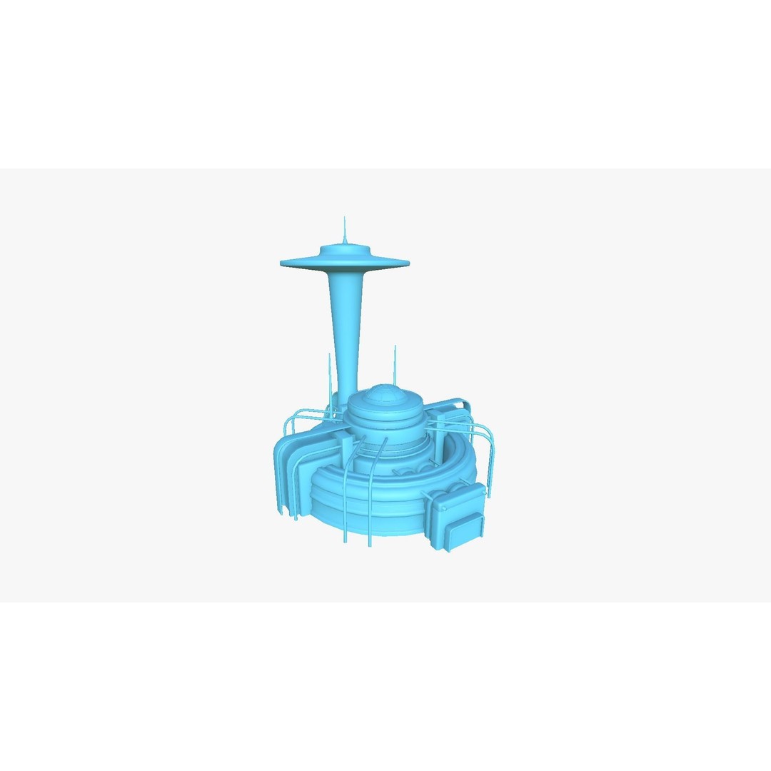 SciFi Facility D08 3D Model – Low Poly Sci-Fi Exterior Design, FBX - View 9