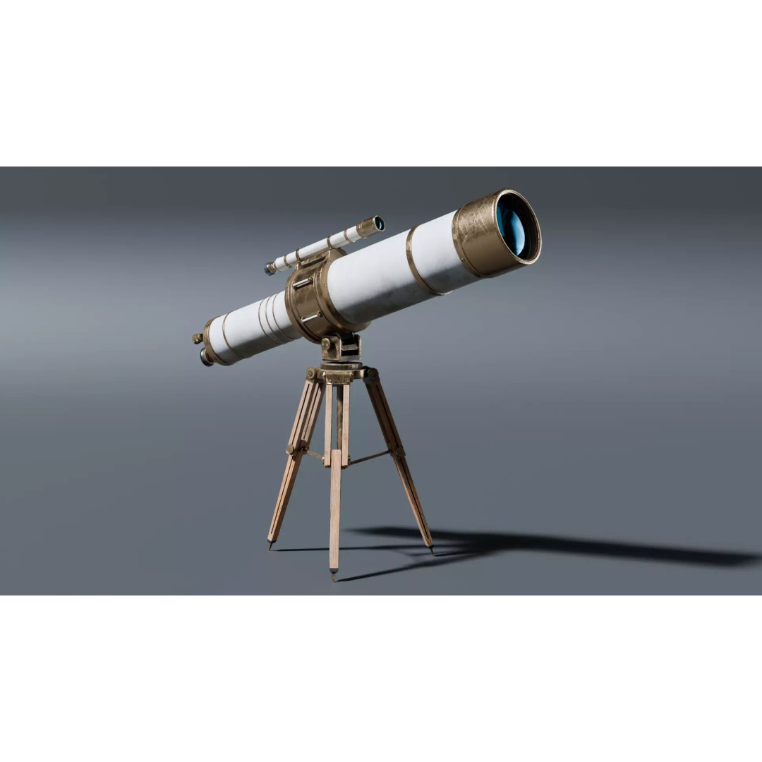 Vintage Telescope 3D Model – Stylized Low Poly PBR Asset, FBX/OBJ - View 4