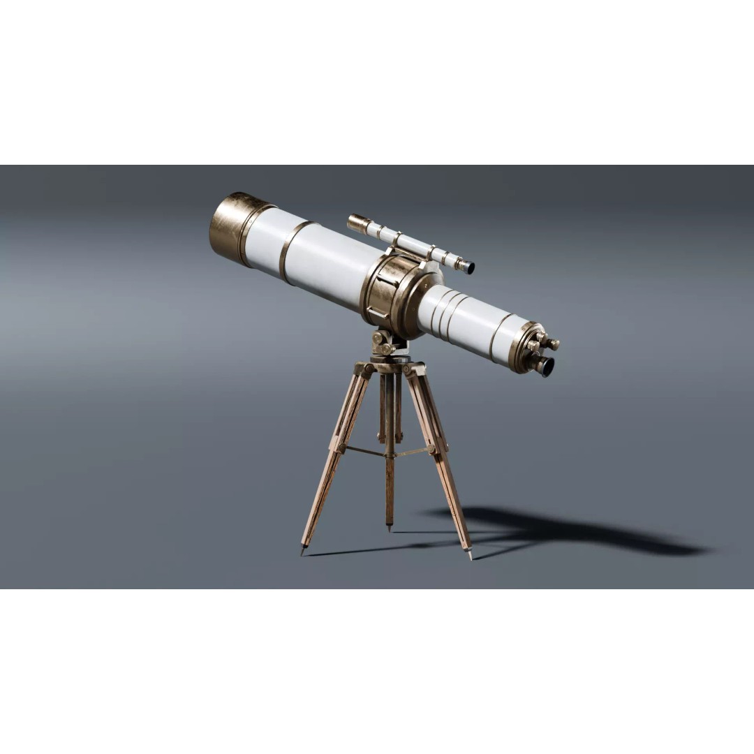 Vintage Telescope 3D Model – Stylized Low Poly PBR Asset, FBX/OBJ - View 7
