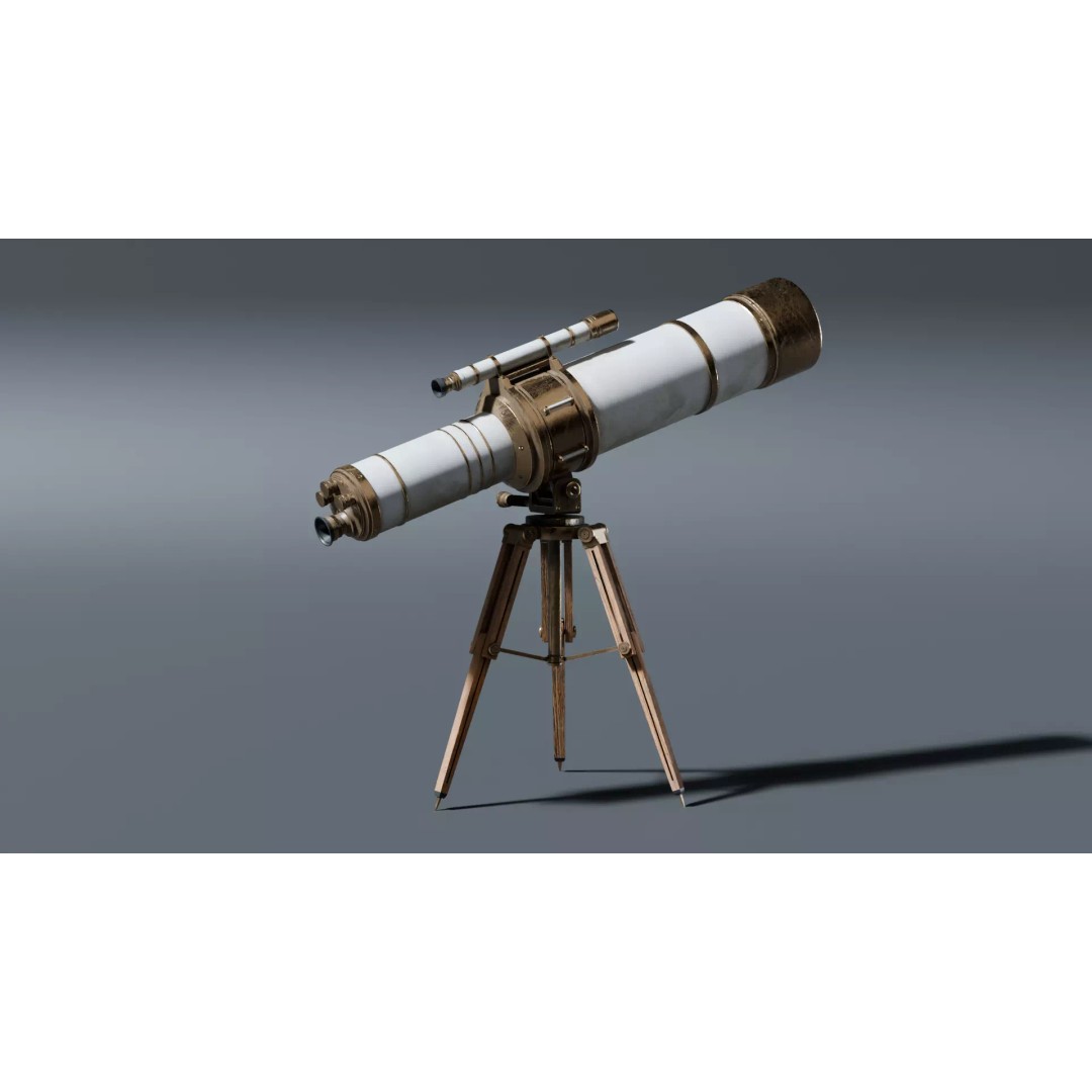 Vintage Telescope 3D Model – Stylized Low Poly PBR Asset, FBX/OBJ - View 8