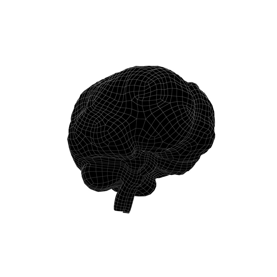 Brain Icon 3D Model – Low Poly Cartoon Asset, PBR Textures