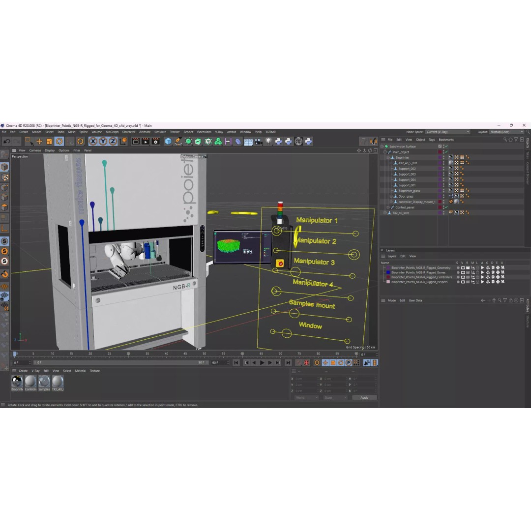 Bioprinter Poietis NGB-R 3D Model – Rigged Laboratory Equipment for Cinema 4D - View 20