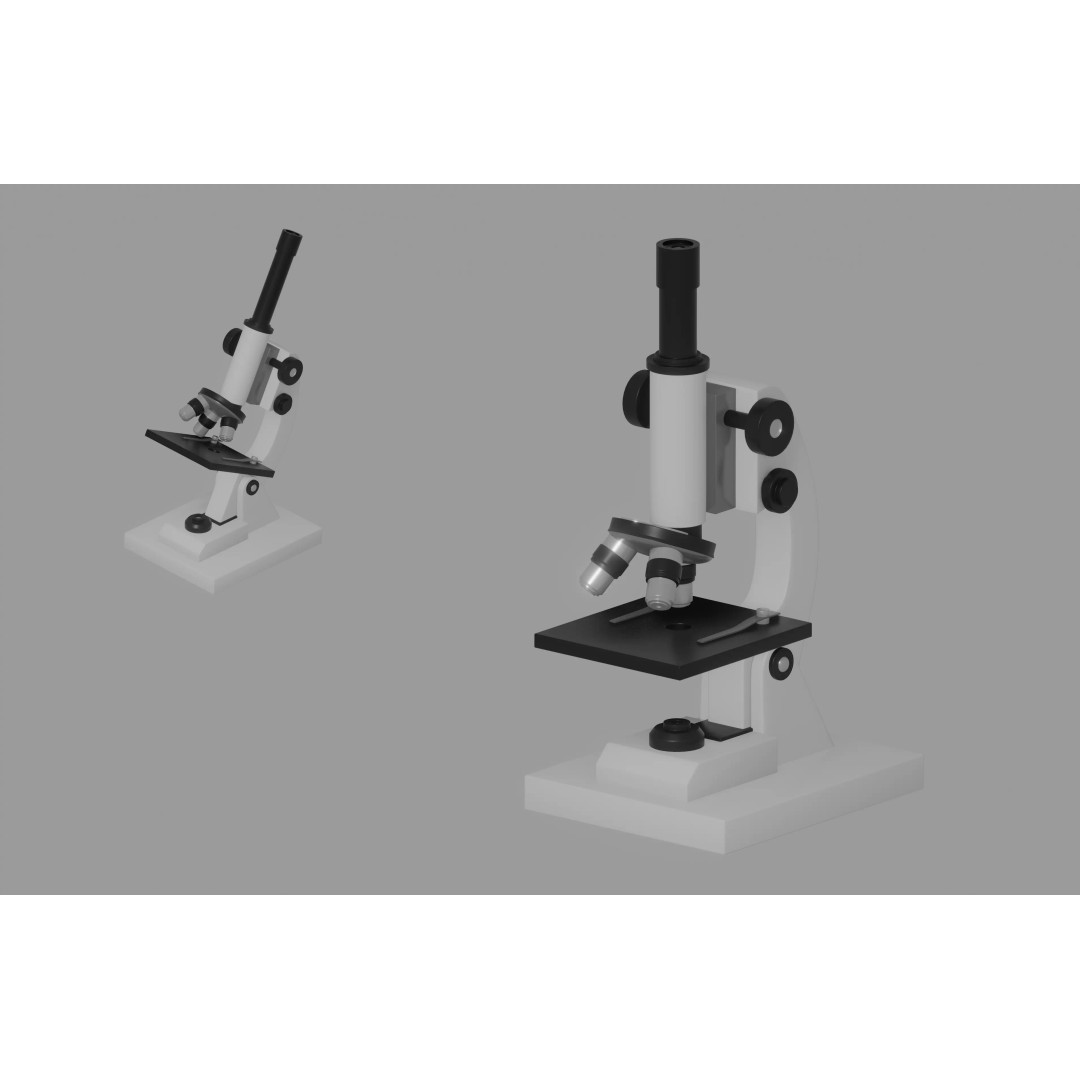 Microscope 3D Model – Rigged Laboratory Asset, FBX, OBJ - View 2