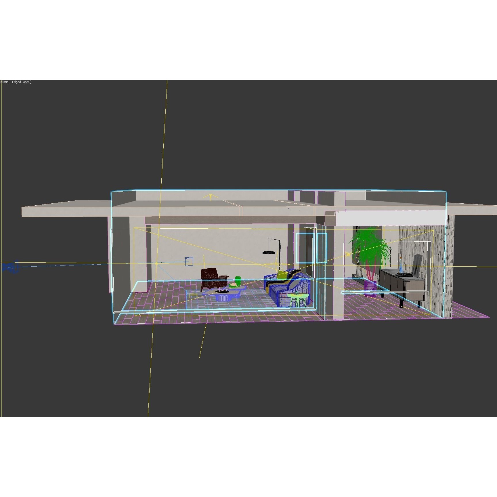 Modern Living Room Interior Scene - Game-Ready 3D Model