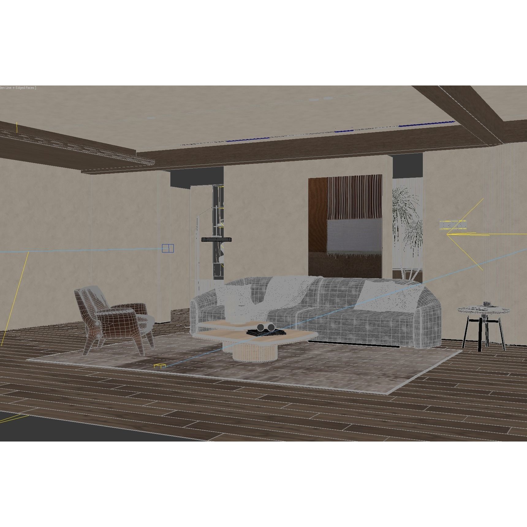 Modern Living Room Interior Scene - Game-Ready 3D Model - View 10