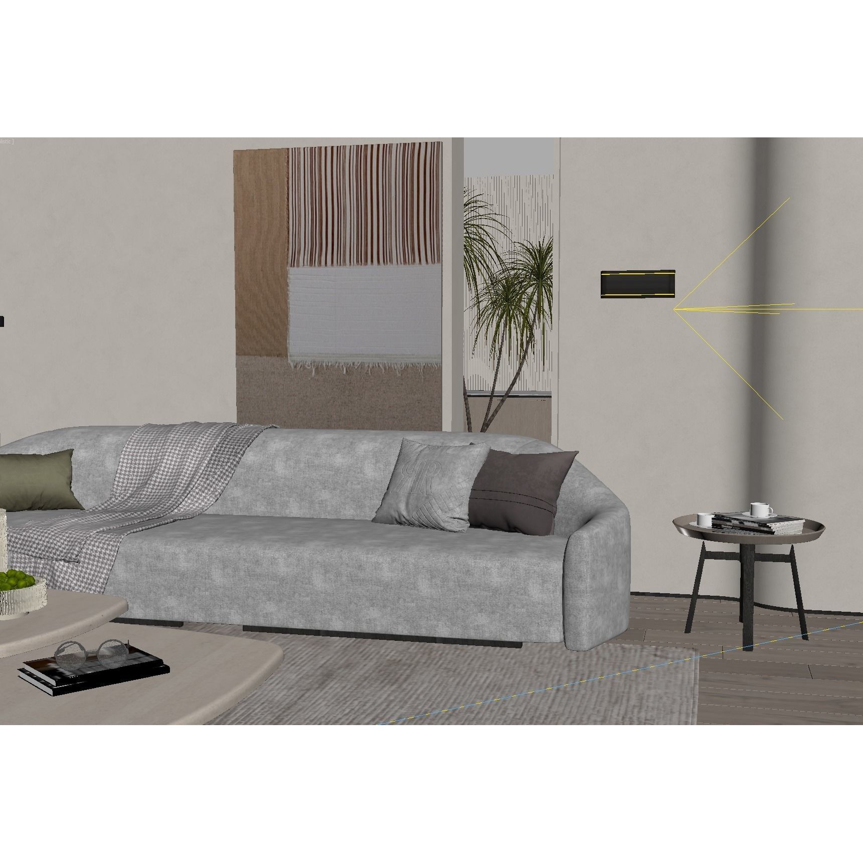 Modern Living Room Interior Scene - Game-Ready 3D Model - View 11