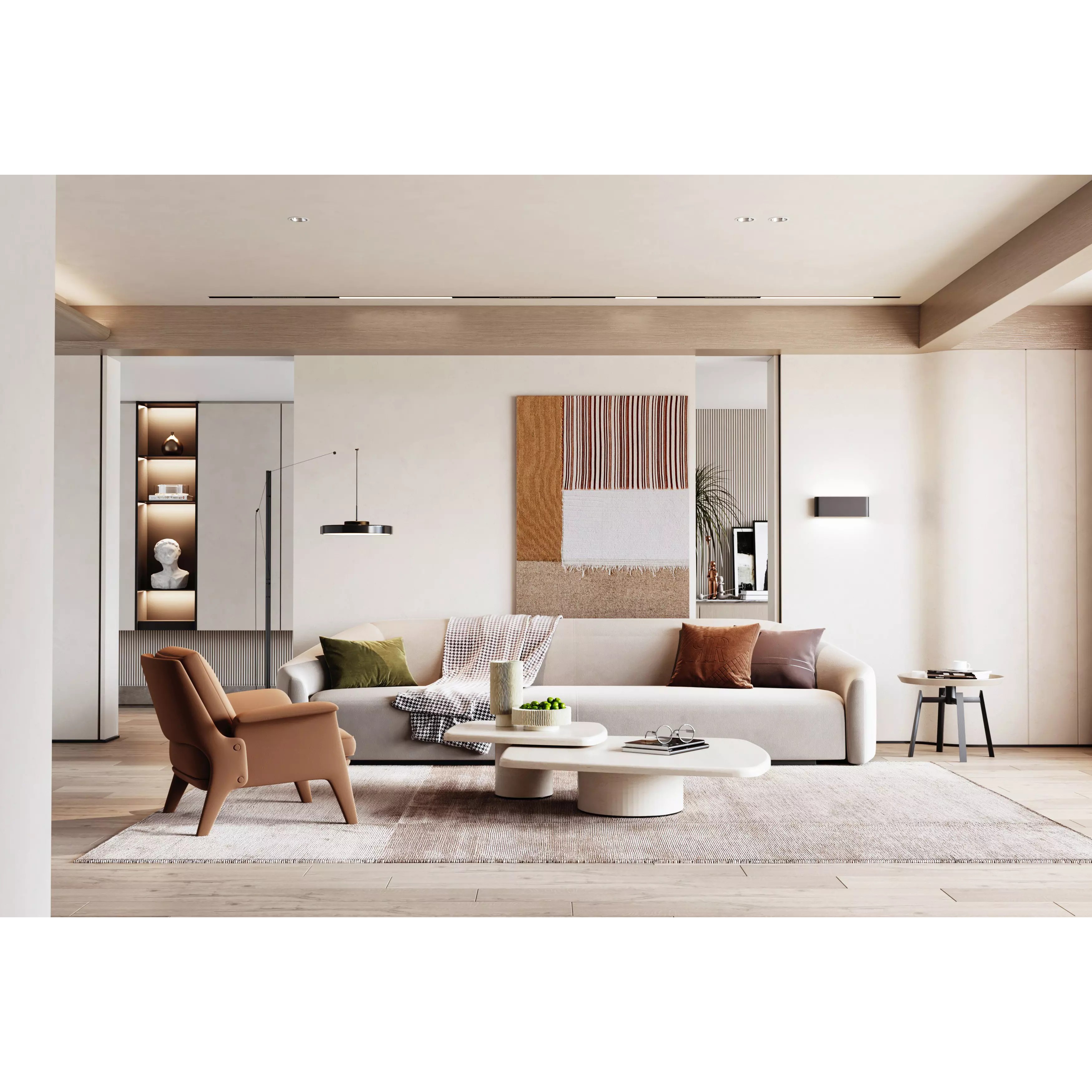 Modern Living Room Interior Scene - Game-Ready 3D Model - View 2