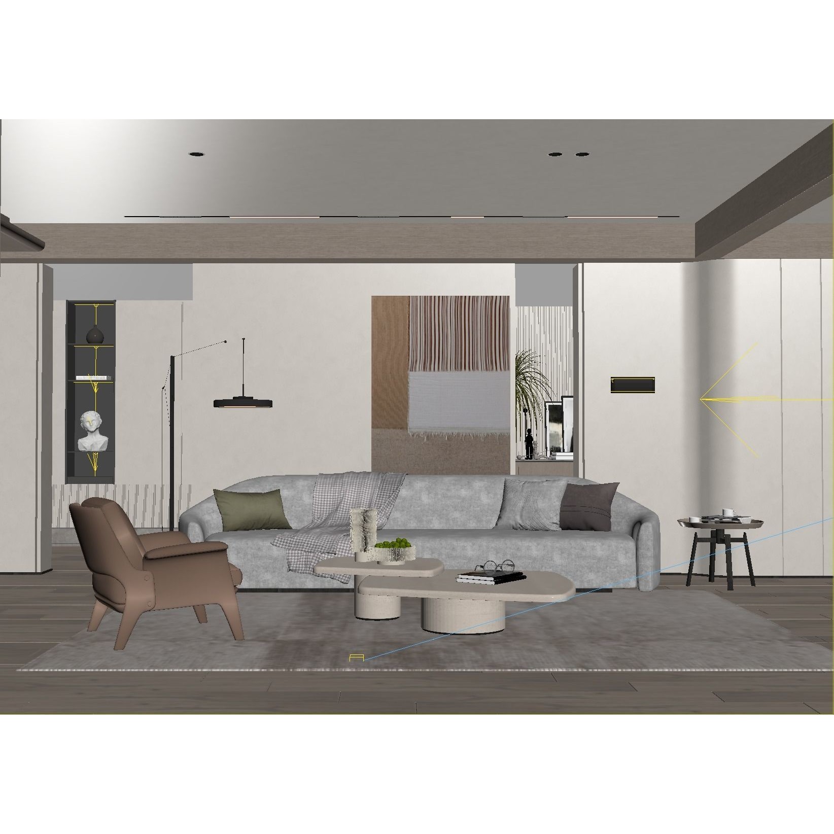 Modern Living Room Interior Scene - Game-Ready 3D Model - View 3
