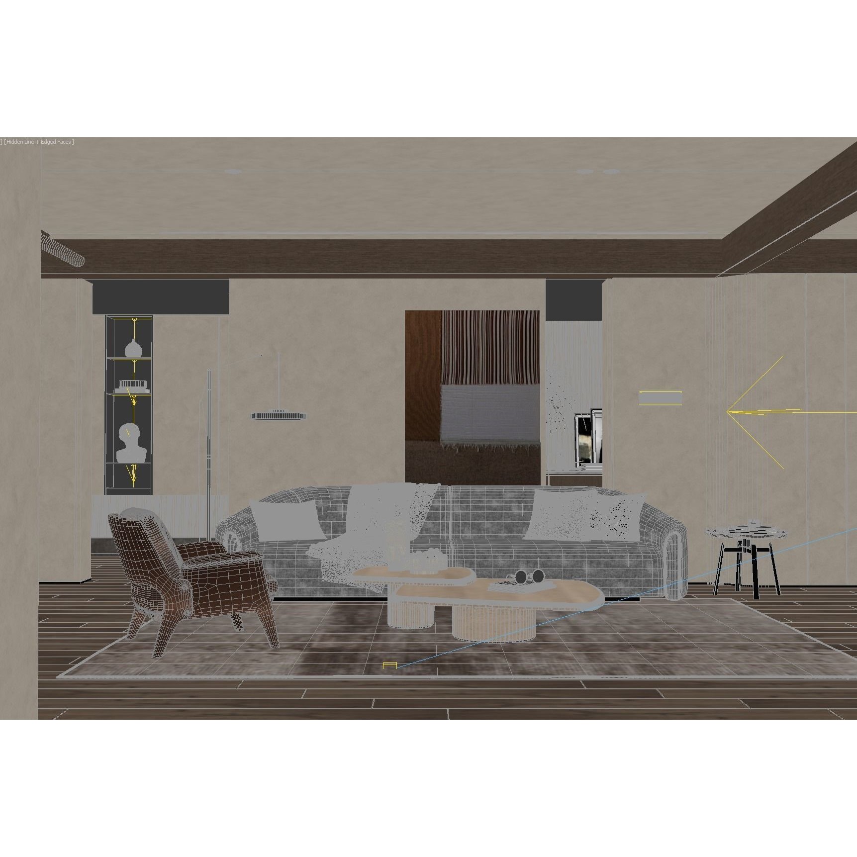 Modern Living Room Interior Scene - Game-Ready 3D Model - View 4