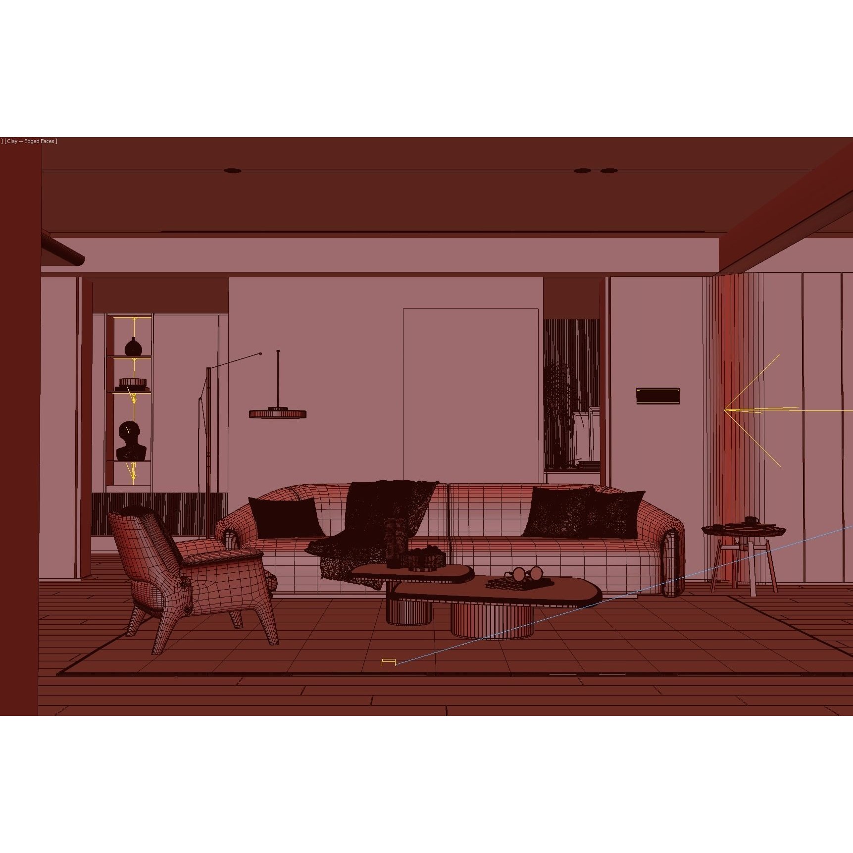 Modern Living Room Interior Scene - Game-Ready 3D Model - View 6