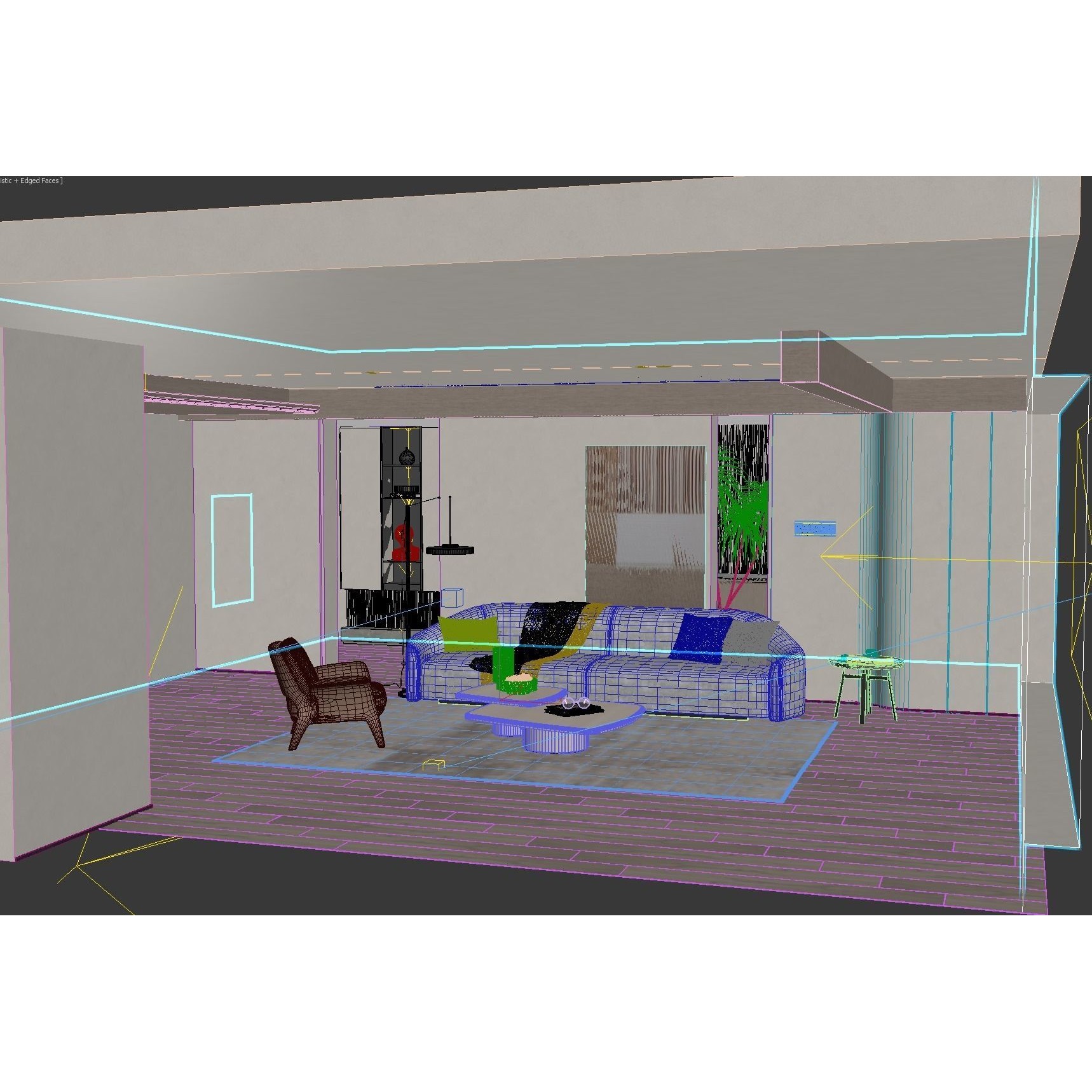 Modern Living Room Interior Scene - Game-Ready 3D Model - View 7