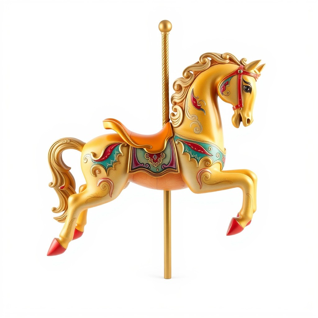 Vintage Carousel Horse 3D Model – Low Poly Sculpture Pack, FBX - View 5